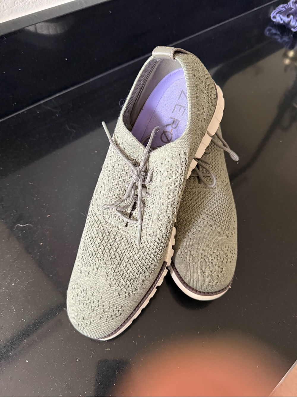 Cole Haan Olive Knit Lace-Up Oxfords